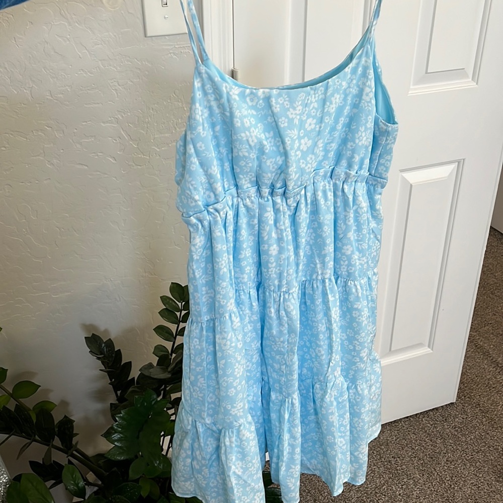 Never worn Pink Lily blue flowered dress